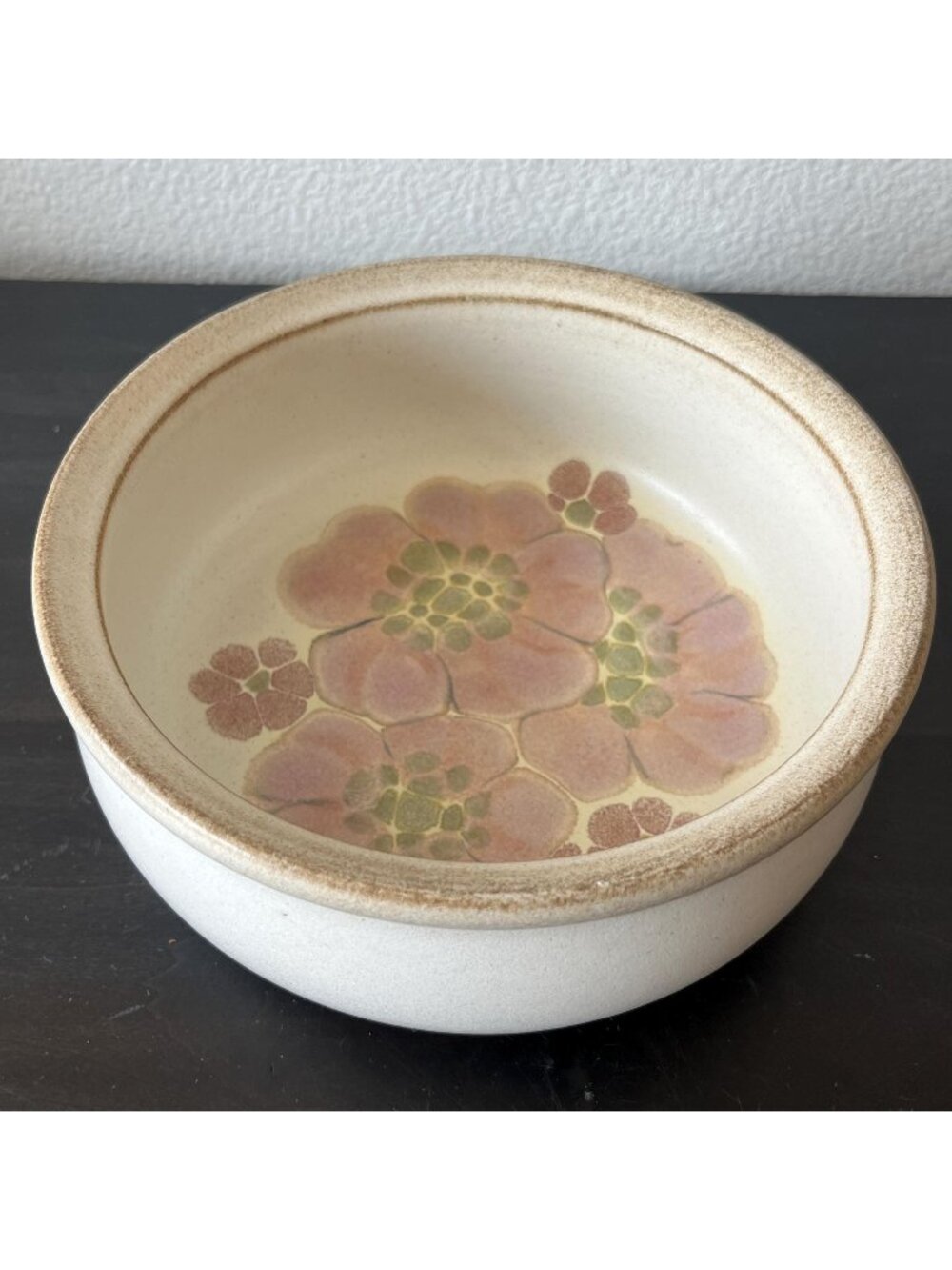 Denby GYPSY Vegetable Bowl 7.5" // Dusky Rose Floral Stoneware // Vintage 1970s
